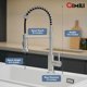 thumbnail image 2 of Grifo de cocina con rociador desplegable de arco alto, manija única, grifo de fregadero de cocina con resorte, níquel cepillado, grifos de cocina modernos de acero inoxidable, 2 of 5