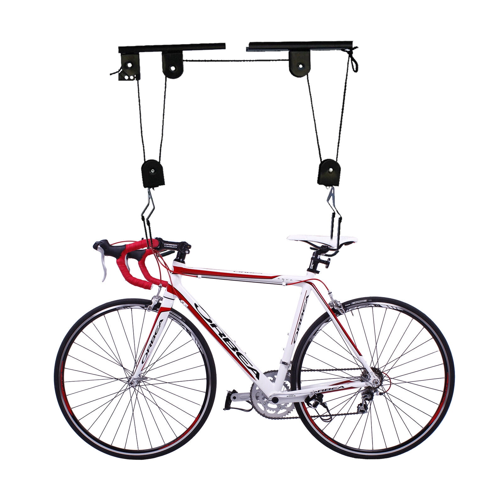 Bicycle Lift Hoist Bike Ceiling Mount Pulley Rack Garage Storage Hooks