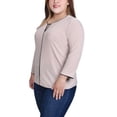 thumbnail image 2 of Plus Size 3/4 Sleeve Piped Top, 2 of 4