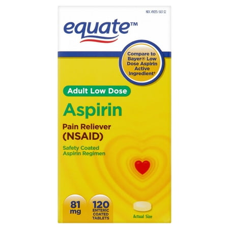 Equate Aspirin 81 mg Tablets Pain Reliever, 120 ct