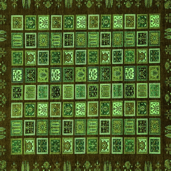 Ahgly Company Indoor Square Abstract Green Modern Area Rugs, 7' Square