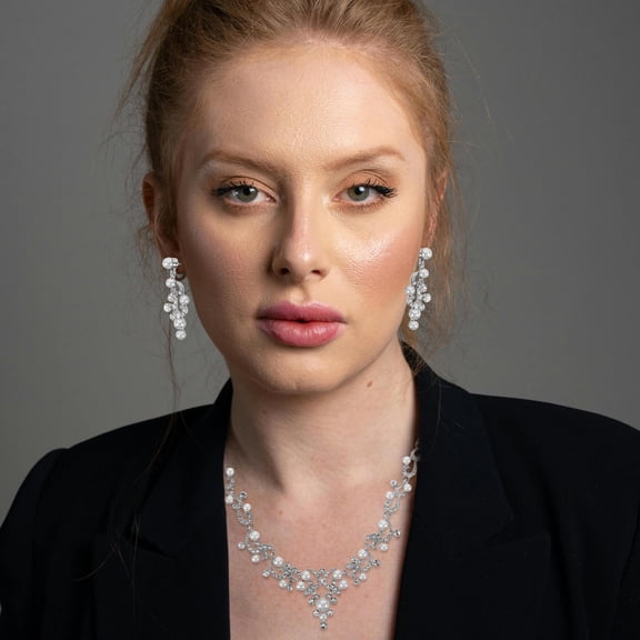 Raindrops Wedding Necklace Set for Women, Alloy Formal Jewelry Accessory, Elegant Bridal Jewelry