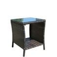 thumbnail image 6 of Gzxs Patio Wicker Side Table, Outdoor PE Rattan End Table with Tempered Glass Top and Storage Open Shelf, 19.25" Square Small Coffee Table for Deck Porch Garden Backyard - Brown, 6 of 7