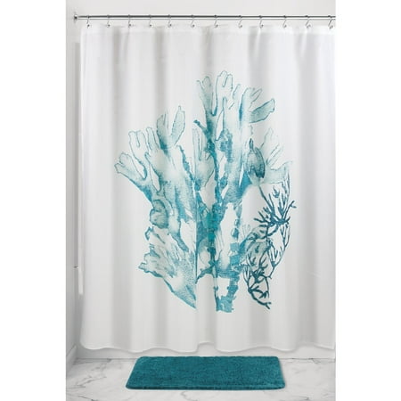 curtain shower teal coral fabric interdesign deep walmart