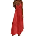 thumbnail image 2 of Ayolanni Holiday Party Dresses for Women 2025 Red V-Neck Sleeveless Solid Maxi Dresses Girls Holiday Dresses L, 2 of 6