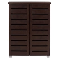 Adalwin Modern and  2-Door Dark Brown Wooden Entryway Shoes Storage Cabinet