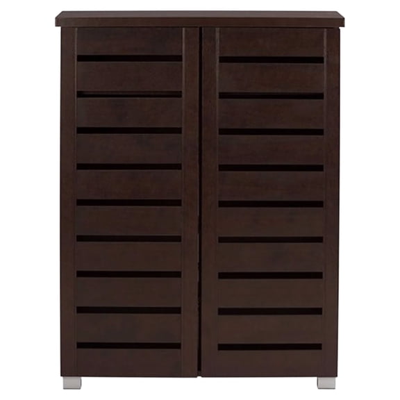 Adalwin Modern and  2-Door Dark Brown Wooden Entryway Shoes Storage Cabinet