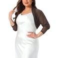 thumbnail image 4 of Agnes Orinda Women's Plus Size Long Sleeve Open Front Sheer See Through Mesh Bolero Shrug Crop Cardigans 3X Coffee Brown, 4 of 6