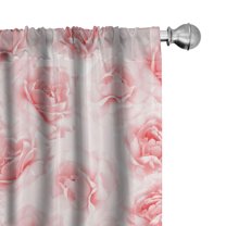 Ambesonne Floral Curtains, Roses Valentine's Day Art, Pair of 28"x95", Dark Pink Blush and White