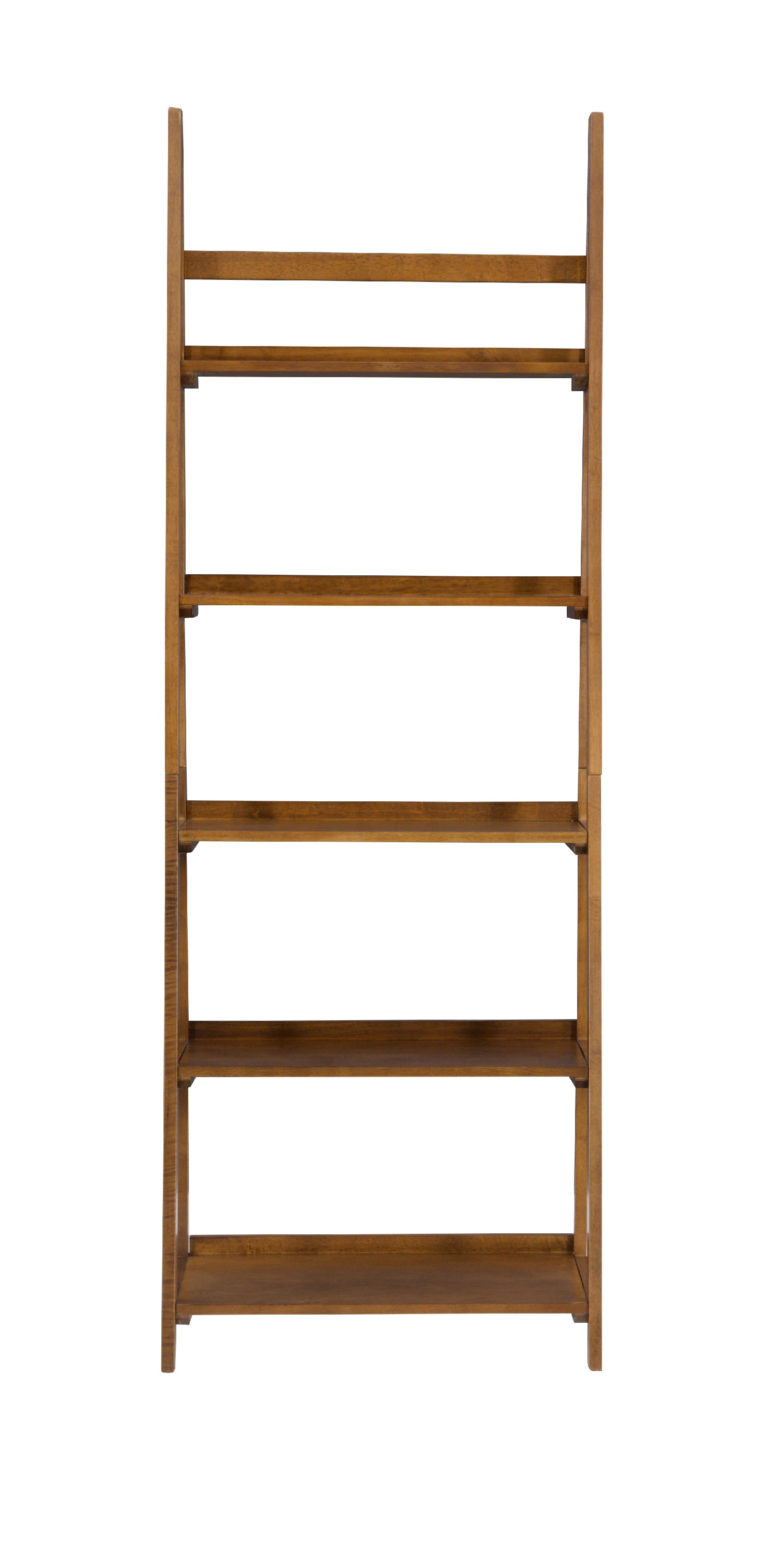 Linon Ashville 5-Shelf Ladder Bookcase, Walnut