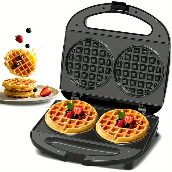 Double Mini Waffle Maker, Non-Stick Waffle Machine, Cast iron waffle maker, Automatic Temperature Control, Cool Touch Handle