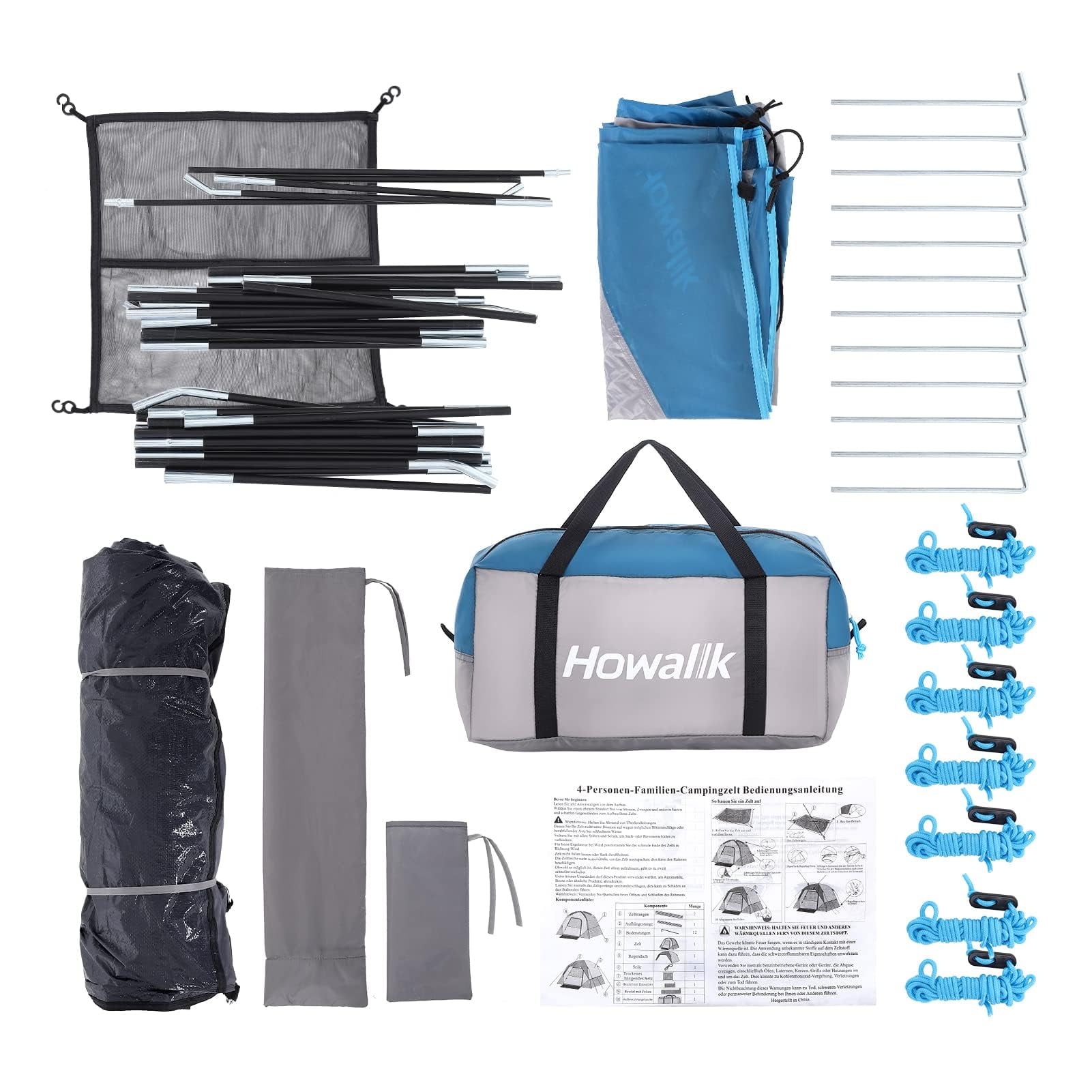 Camping Tent 4 Person, Waterproof Family Tent with Removable Rainfly and Carry Bag, Easy Set Up Tent for Camping, Traveling, Backpacking, Hiking, Outdoor