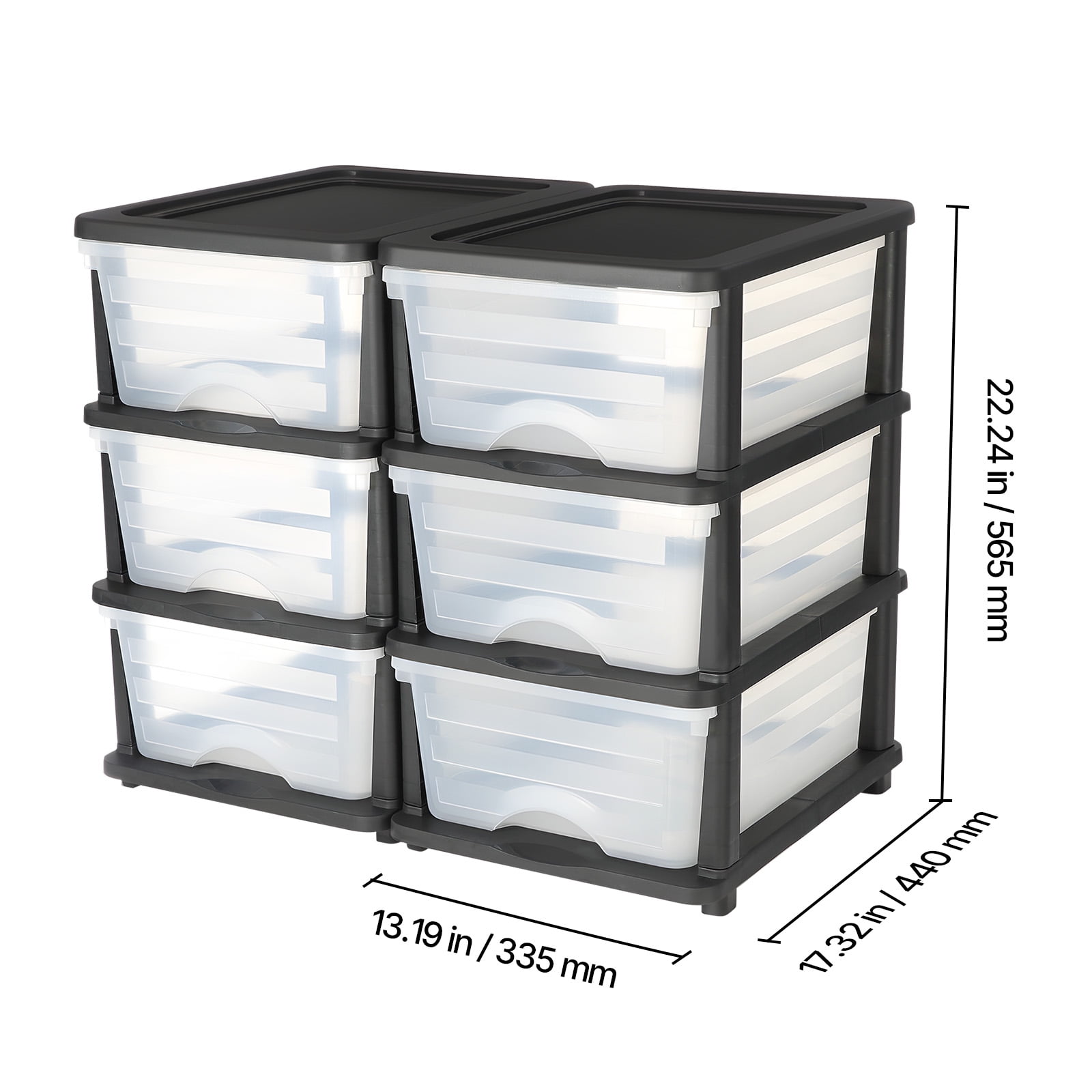 KFFKFF 100L 6 Storage Drawers, Sturdy Organizer , Clear Storage Bins for Office, Craft Rooms, and Home Organization