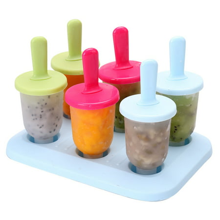6PCS Colorful Freezer Pop Popsicle Frozen Mold Ice Cream Yogurt Juice Maker - Reusable, BPA Free, DIY Specification:Circular mixed