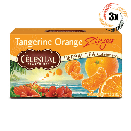 3x Boxes Celestial Tangerine Orange Zinger Herbal Tea | 20 Bags Each | 1.7oz