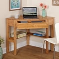 thumbnail image 3 of Target Marketing Systems Bamboo Corner Desk with One Drawer and One Storage Shelf, Natural Finish, 3 of 4