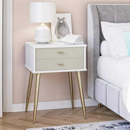 UPC: 0029986236456 | Little Seeds Valentina 1 Drawer Nightstand White and Taupe