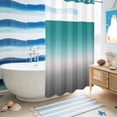 thumbnail image 6 of No Hook Shower Curtain,Teal Grey Ombre Waterproof Shower Curtains for Bathroom,Turquoise Gradient Modern Abstract Art Bathroom Curtain with Mesh Top Window for Home Hotel Bathtub,Small Stall 36"x72", 6 of 9