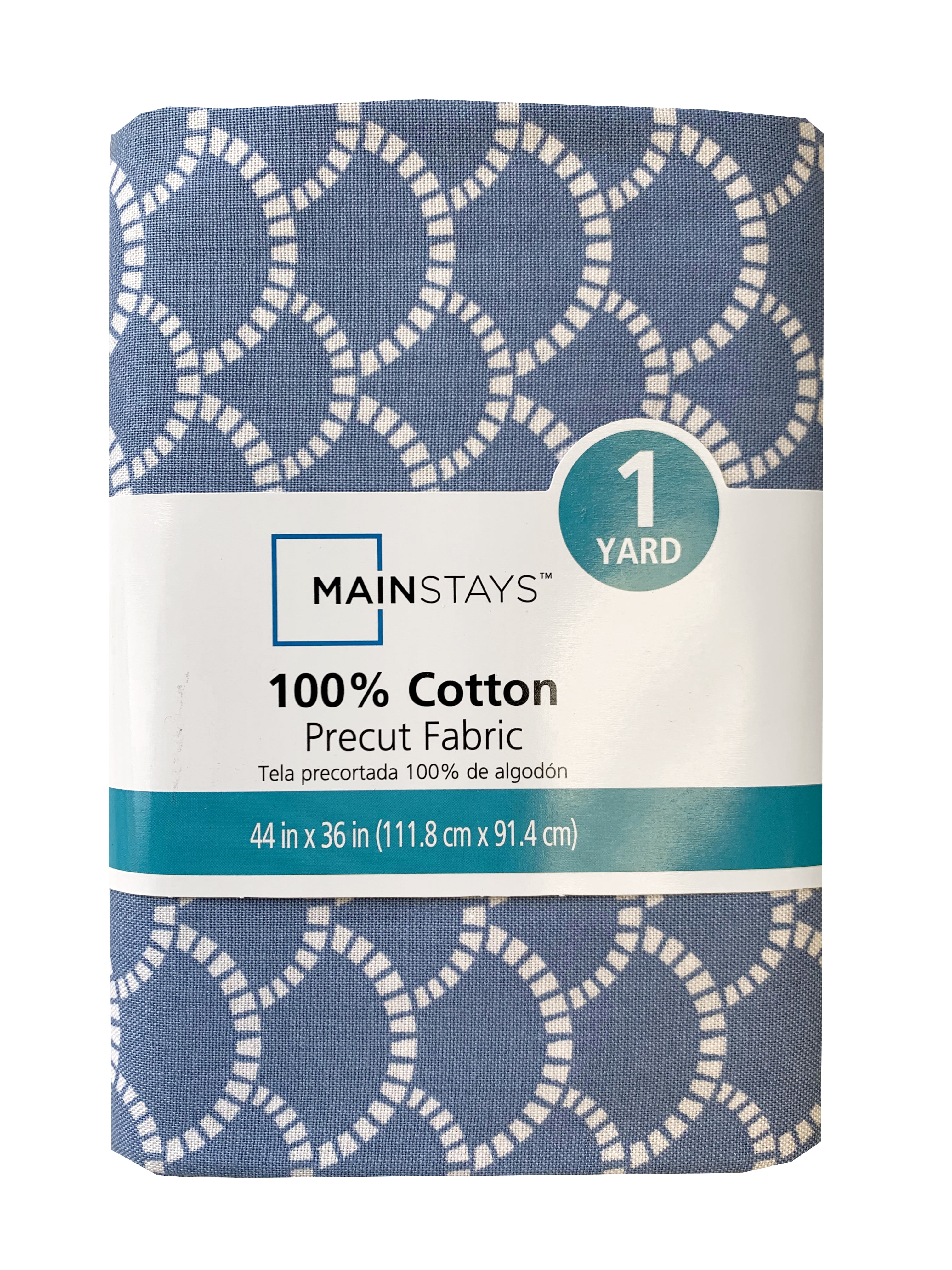 Mainstays 100% Cotton 1 Yard Precut Fabric Blue Sculpture