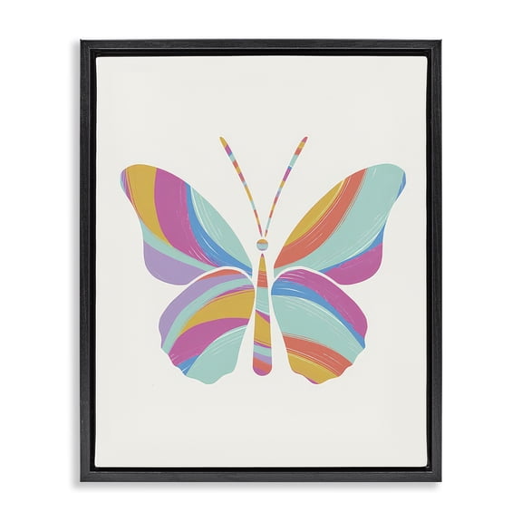 Stupell Industries Eclectic Groovy Striped Butterfly Black Floating Frame Canvas Art, 17 x 21, by Chen Alyesh