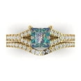 thumbnail image 2 of Clara Pucci 14K Yellow Gold Princess Cut 1Ct Synthetic Blue Moissanite Engagement Ring + Matching Band - Luxury Box Included, 2 of 7
