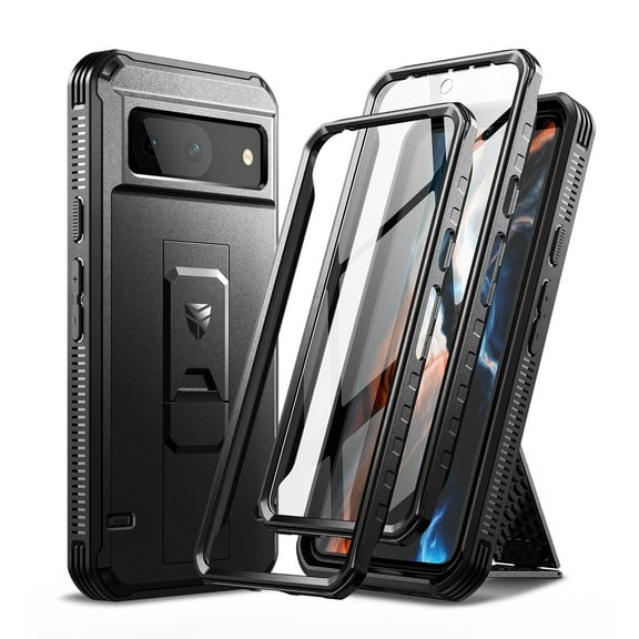 Dexnor Full Body Case for Google Pixel 8, Built-in Screen Protector and Kickstand, [Extra Front Frame] Heavy Duty Military Grade Protection Shockproof Rugged Cover Case for Pixel 8 5G, Black
