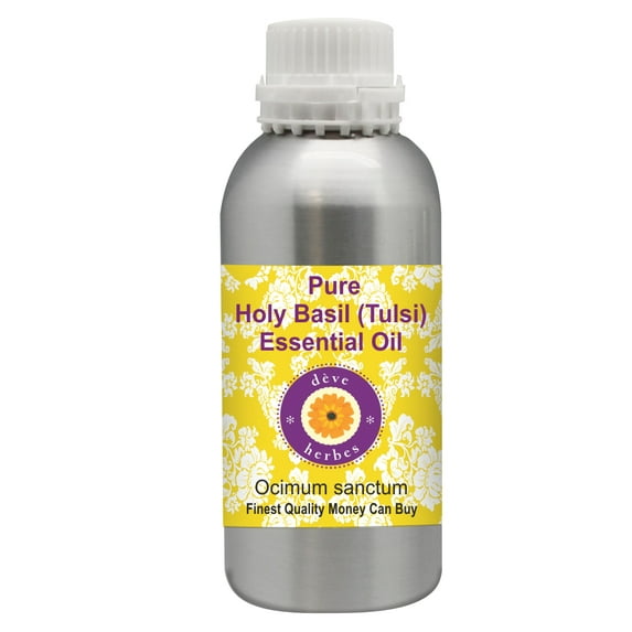 Deve Herbes Pure Holy Basil (Tulsi) Essential Oil (Ocimum sanctum) Natural Therapeutic Grade Steam Distilled 300ml (10 oz)