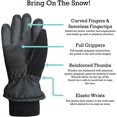 thumbnail image 4 of Kids Bulky Waterproof Winter Snow Ski Glove with Ridges (Black/Grey Reflector, 5-6 Years), 4 of 5
