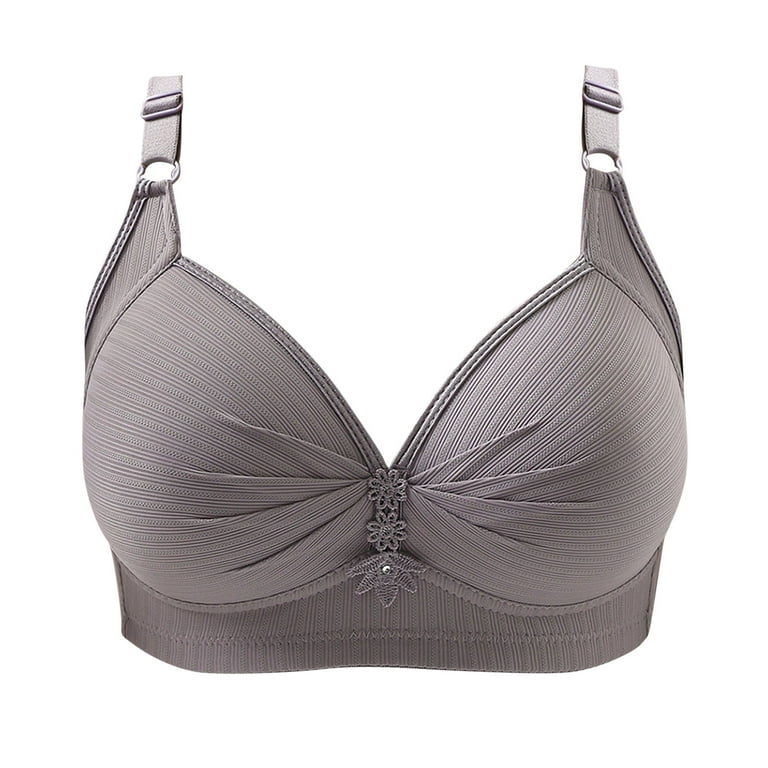 RYRJJ Wireless Push Up Bra for Women Soft Seamless Adjustable Comfortable  Wire Free Bralette Full Figure Lift Support Everyday Minimizer  Bras(Gray,XL) 