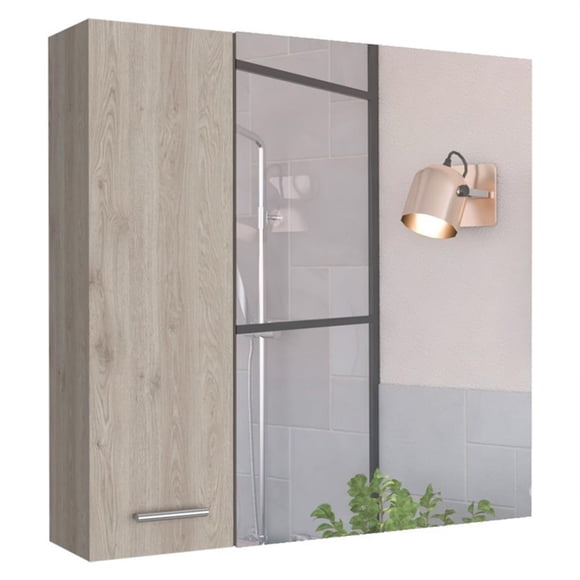 FM FURNITURE Kenya Engineered Wood Medicine Cabinet in Light Gray