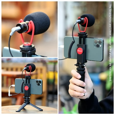 kit microphone tripod vlog 5mm vertical shooting record jack mount stand audio phone smartphone