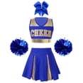 thumbnail image 1 of Miaeowve Uniforme de Cheerleading pour Filles, Tenue de Fête Musicale avec Pompons, Bleu 6, 1 of 4