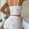 thumbnail image 4 of IMENGL Pajama Sets for Women Onesises Graphic 2 Piece Summer Cute Crop and Shorts Ribbed Sleepwear Loungewear Women's Pajamas Set,Pink, 4 of 4