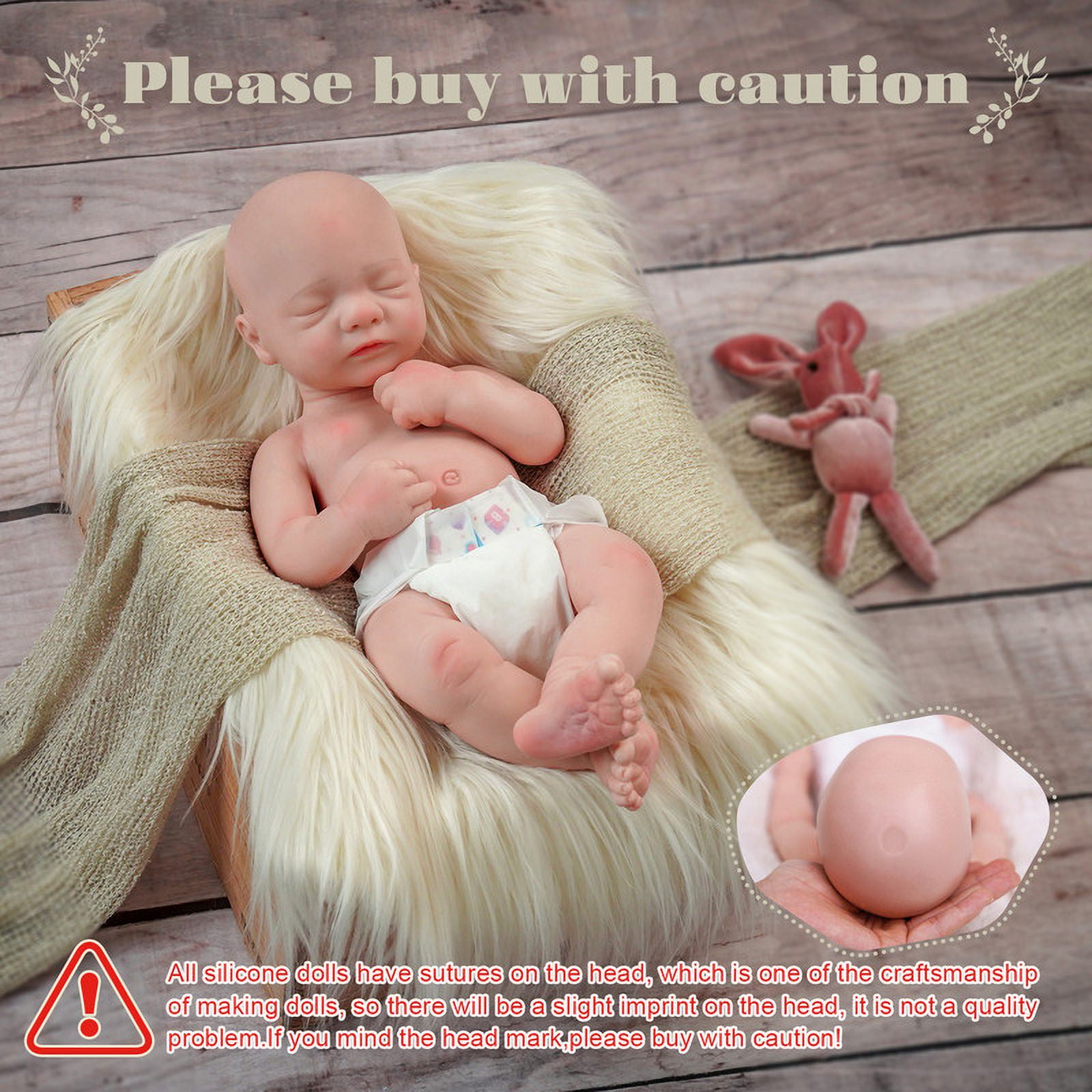 RSG 16 Inch Full Silicone Reborn Baby Boy Doll Lifelike Realistic Sleeping with Feeding Kit Gift Box Walmart