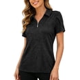 thumbnail image 5 of BXJX Womens Cotton Polo Shirts, Collared V Neck Short Sleeve Summer Golf Tops Black Size M, 5 of 7