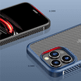 thumbnail image 5 of 1 paquete diseñado para iPhone 14 Pro de 6,1 pulgadas, patrón de fibra de carbono, pegamento duro, parte trasera protectora transparente, protección a prueba de golpes para teléfono (negro) JM, 5 of 5