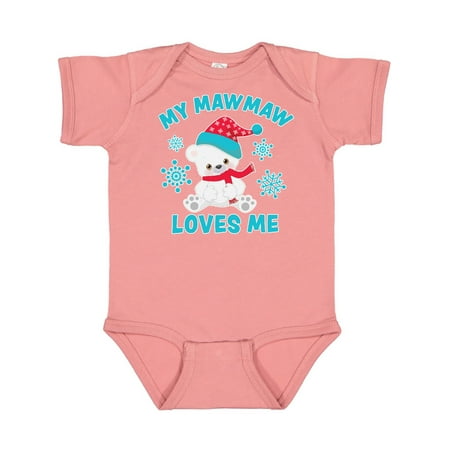 

Inktastic Polar Bear My Mawmaw Loves Me in Santa Hat with Snowflakes Gift Baby Boy or Baby Girl Bodysuit