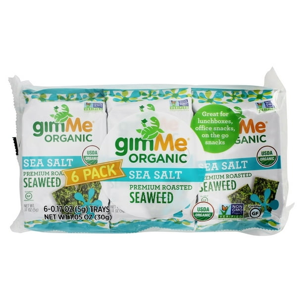Gimme Seaweed Snacks Organic Roasted Seaweed Snack, Sea Salt, 6/.17 Oz