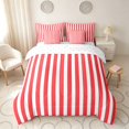 thumbnail image 3 of Manfei Geometric Stripe King Bedding,Contemporary Minimalist King Bed in a Bag, Red White, Reversible 7-Piece, 3 of 6