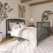Dream On Me Odelle 5-in-1 Convertible Crib, Converts from Baby Crib to Toddler Bed, Day Bed, Kids Bed Size Bed, Three Adjustable Mattress Height Positions, Forest Green