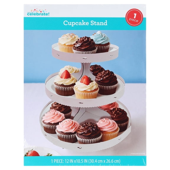 12IN x 10.5IN White Cupcake Stand,3-Tier,by Way To Celebrate