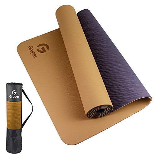 Gruper Yoga Mat Non Slip Pilates and Floor Exercises Eco Friendly Fitness Exercise Mat with Carrying Strap,Pro Yoga Mats for Women,Workout Mats for Home 