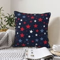 thumbnail image 2 of DouZhe Velvet Decorative Throw Pillow Covers Set of 2, Soft Square Cushion Cover with Invisible Zipper Red White Blue Stars Background Printing, 18"x18", 2 of 7