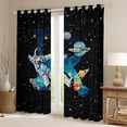 thumbnail image 2 of jejeloiu Blue Monogrammed R Black Out Curtains,Universe Starry Sky Curtains Pack of 2 (42x63 Each),Cosmos Nebula Kawaii Astronsut Bedroom Curtains For Boy Teens,Ultra Soft Bedroom Decor, 2 of 6