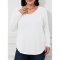 thumbnail image 3 of JYLFC Womens Plus Size Shirts Long Sleeve V Neck Loose Casual Basic Tops, White XL, 3 of 5