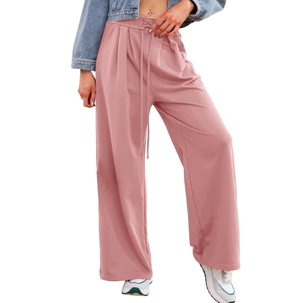 Pincandy Women's Casual Wide Leg Pants - Loose Fit with Tie Waist & Pockets, Comfortable & Stylish for Everyday Wear & Relaxed Outfits