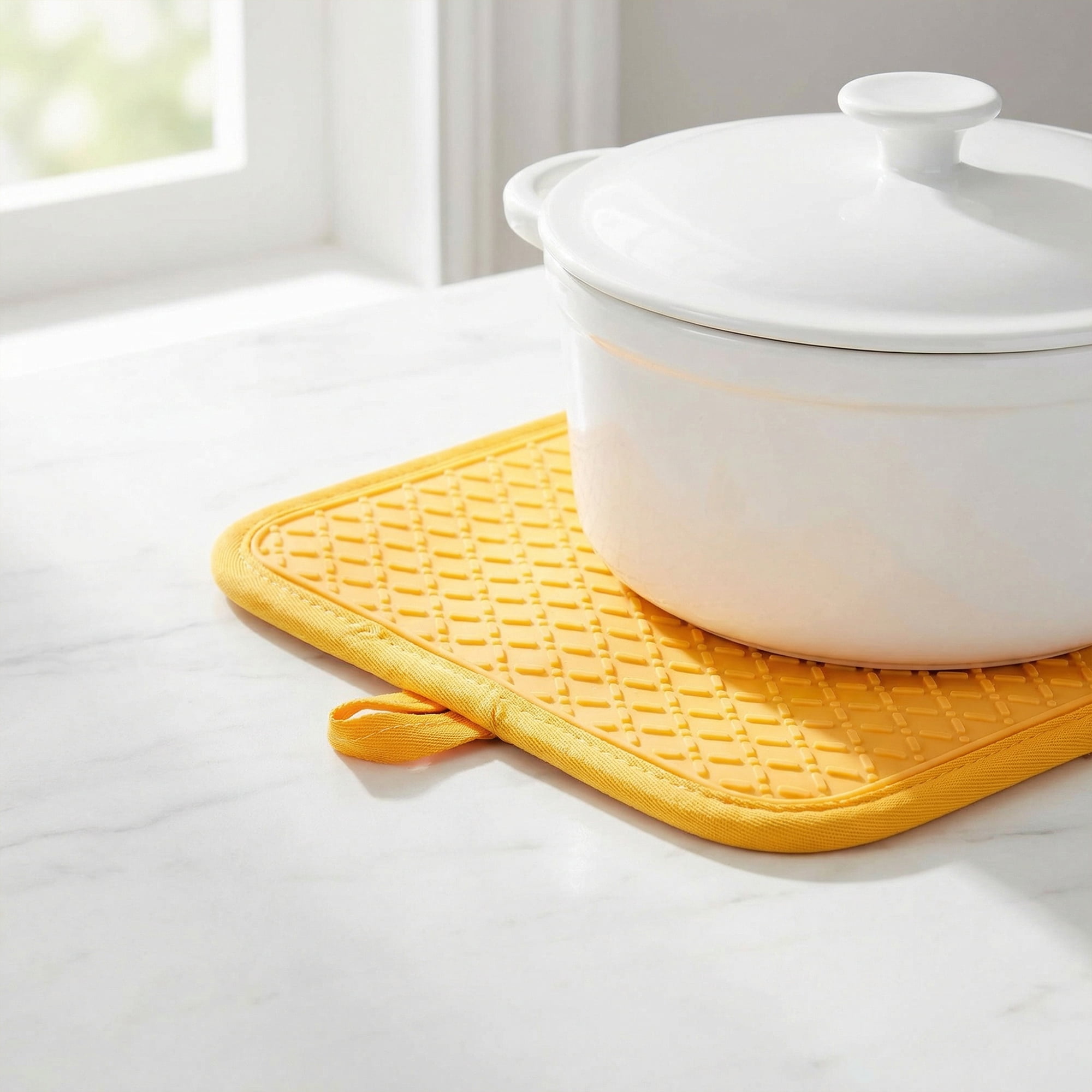 Unique Bargains Pot Holders Heat Resistant Non Slip Hot Pad for Cooking Yellow 7.9" x 7.9"
