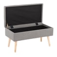 thumbnail image 2 of Lumisource Storage Contemporary Bench in Natural Wood and Grey Fabric, 2 of 7