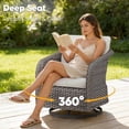 thumbnail image 4 of Opohoro 3 Pieces Outdoor Swivel Chair Set with Round Side Table, Gray PE Rattan Patio Rockers with Beige Cushions for Porch or Backyard, 4 of 11