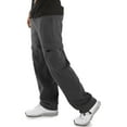 thumbnail image 2 of Ma Croix Mens Fleece Cargo Sweatpants Heavyweight Solid Open Bottom Long Pants, 2 of 3